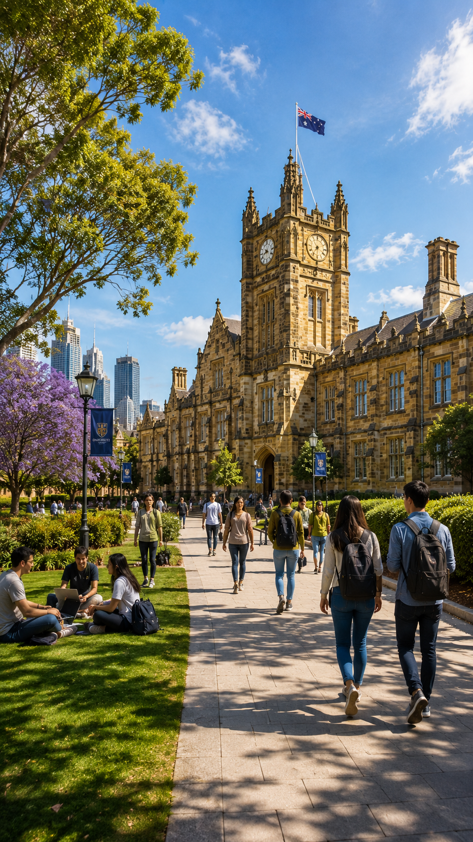 Graduates celebrating after their Australian university graduation ceremony